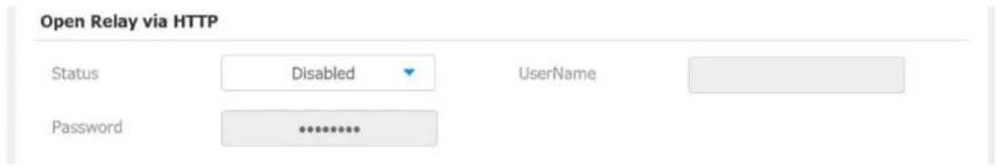 Open Relay via HTTP Status Disabled Username Password ********
