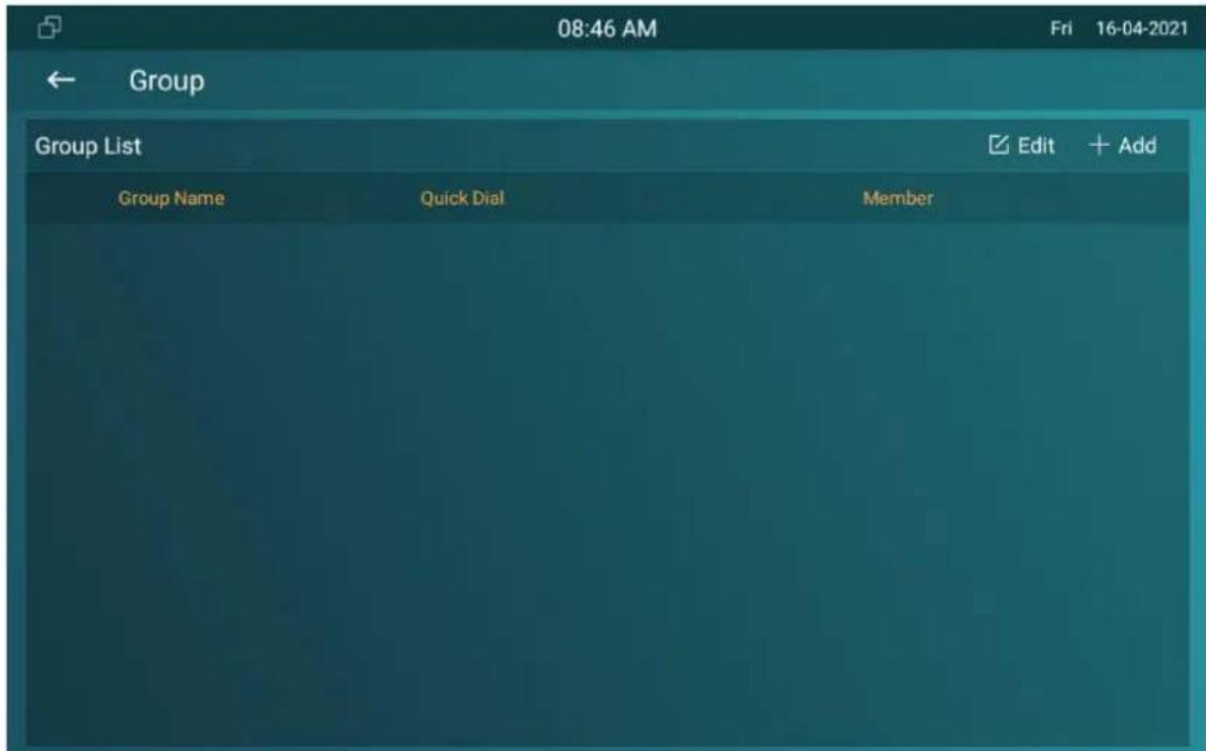 08:46 AM Fri 16-04-2021 ← Group Group List Edit + Add Group Name Quick Dial Member
