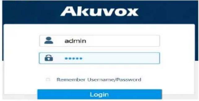 Akuvox admin ...... Remember Username/Password Login