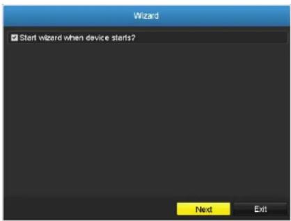 Wizard ✓ Start wizard when device starts? Next Exit