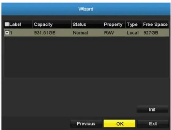 Wizard Label Capacity Status Property Type Free Space ✓1 931.51GB Normal R/W Local 927GB Init Previous OK Exit