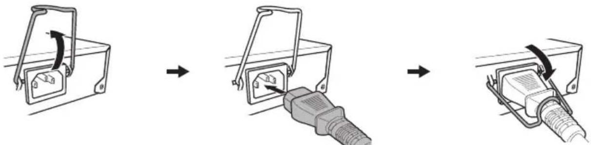 YAMAHA SWR2310-28GT - Connect the included power cord to the power inlet, and secure it with the clamp. - 1