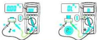 Illustration of two digital multimeters showing readings and a beaker with musical notes, likely for a scientific experiment or testing setup.