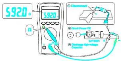 592.0 592.0 Disconnects Circuit Power Off M/F/DCV Discharge High-voltage Capacitor