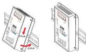 Technical diagram showing two electronic device configurations with labeled ports and directional arrows indicating movement or change.