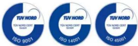 TÜV NORD TÜV NORD CERT GmbH ISO 9001 TÜV NORD TÜV NORD CERT GmbH ISO 14001 TÜV NORD TÜV NORD CERT GmbH ISO 45001