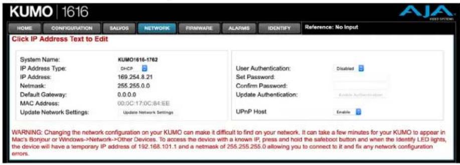AJA KUMO 6464 - Network Setup - 1