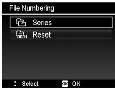 File Numbering Series Reset Select OK OK