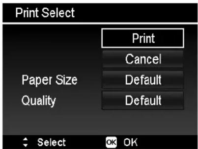 Print Select Print Cancel Paper Size Default Quality Default Select OK OK