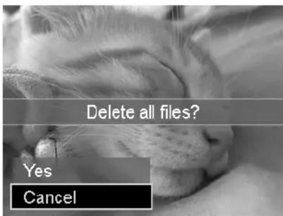 Delete all files? Yes Cancel