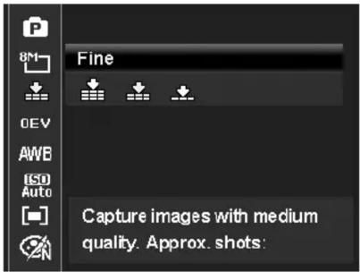 Fine Capture images with medium quality. Approx. shots: