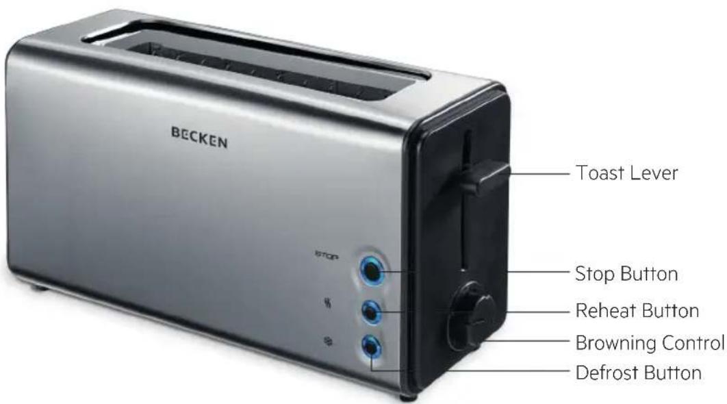 BECKEN Toast Lever Stop Button Reheat Button Browning Control Defrost Button