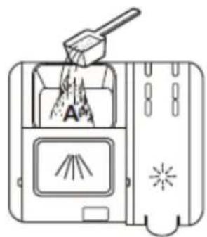 Diagram illustrating a cleaning or dust removal process with labeled components and directional arrows