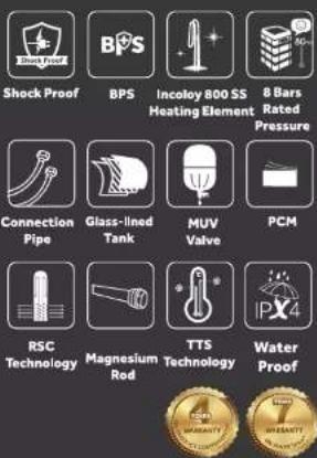 Exterior view of a silver portable water heater with a digital display (no visible text or symbols)