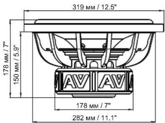 319 MM / 12.5" 178 MM / 7" 150 MM / 5.9" AV AV 178 MM / 7" 282 MM / 11.1"