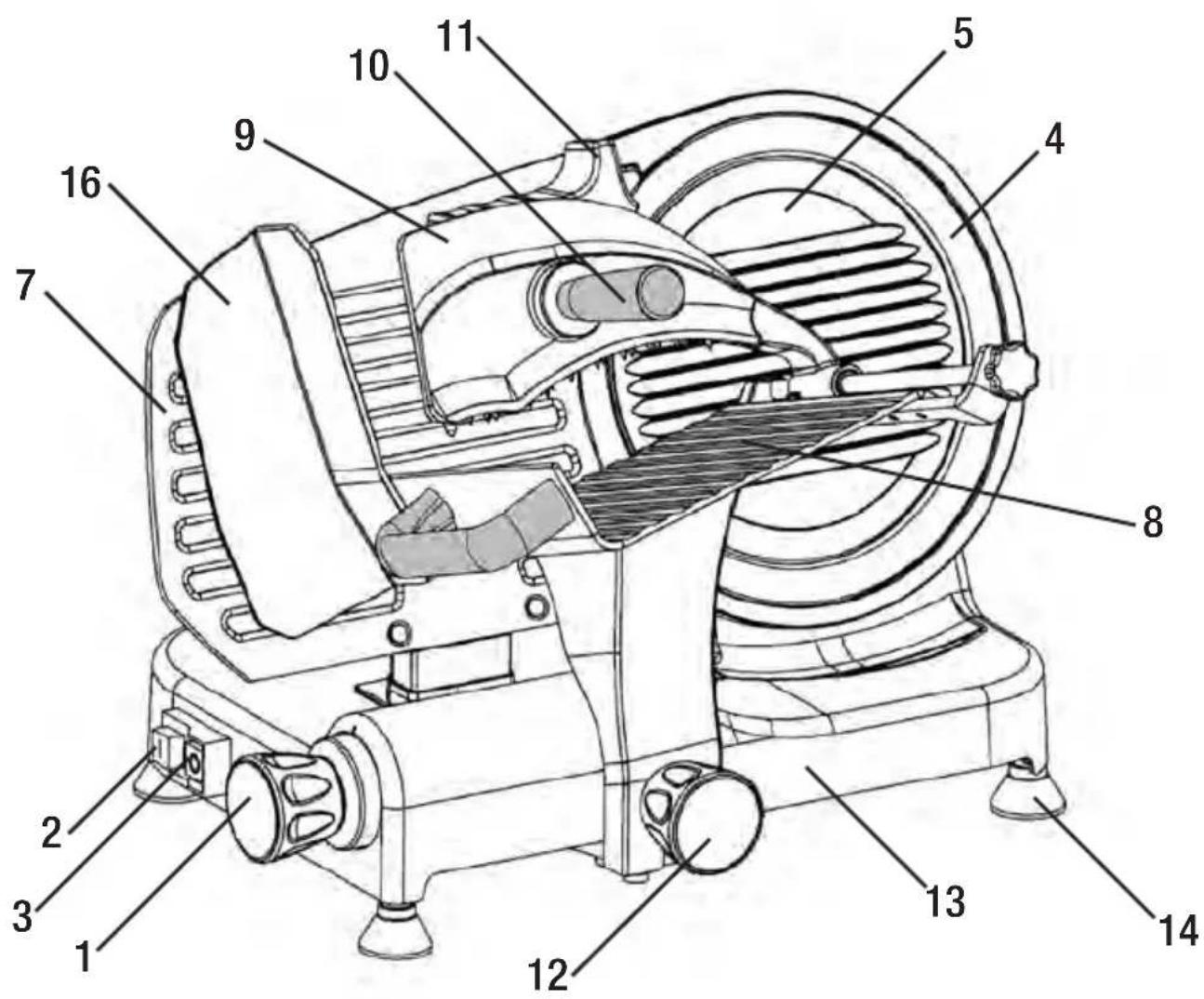 Technical diagram of a mechanical device with numbered parts for identification