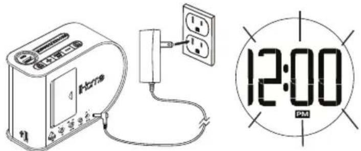 IHOME iH402 - Connecting AC Adaptor to Power Source - 1