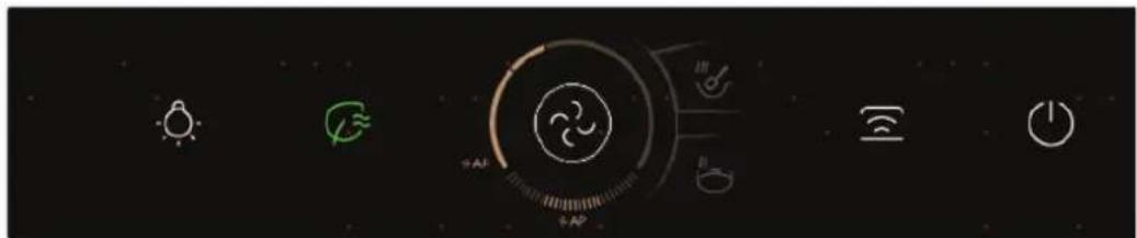 Smart home control interface with weather and navigation icons