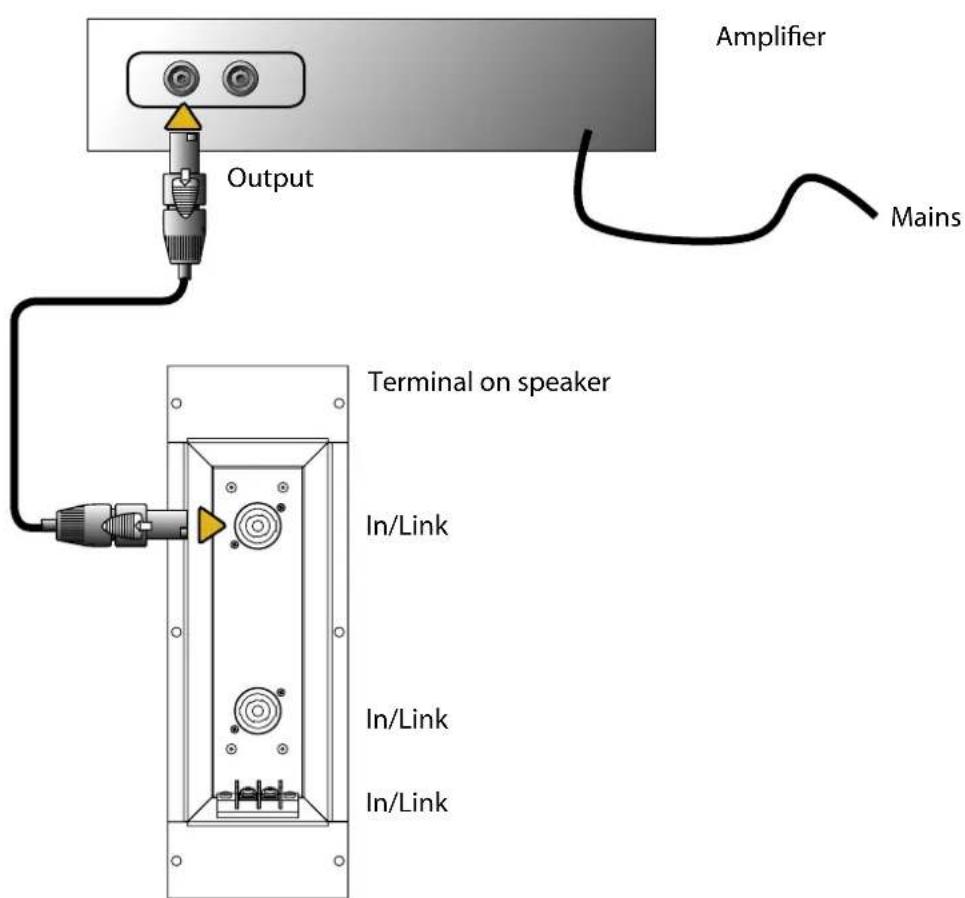 Amplifier Output Mains Terminal on speaker In/Link In/Link In/Link