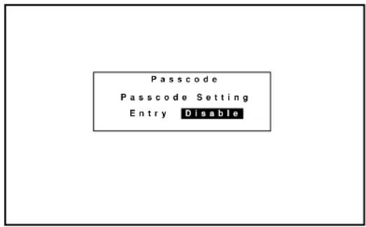 Passcode Passcode Setting Entry Disable
