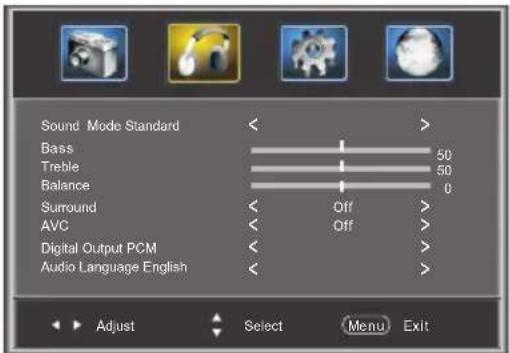 Viore LED19VH50 - AUDIO menu - 1
