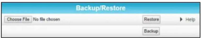 Backup/Restore Choose File No file chosen Restore Help Backup