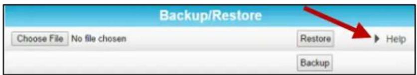 Backup/Restore Choose File No file chosen Restore Help Backup