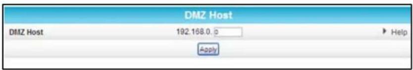 DMZ Host DMZ Host 192.168.0.0 Help Apply