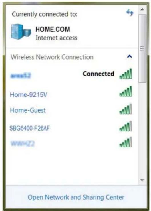 Currently connected to: HOME.COM Internet access Wireless Network Connection Area12 Connected Home-9215V Home-Guest SBG6400-F26AF www.c2 Open Network and Sharing Center