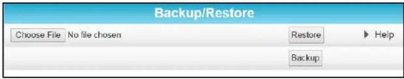 Backup/Restore Choose File No file chosen Restore Help Backup