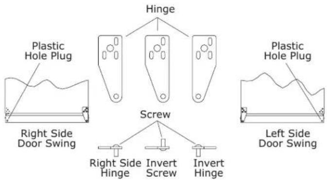 Hinge Plastic Hole Plug Right Side Door Swing Screw Plastic Hole Plug Left Side Door Swing Right Side Hinge Invert Screw Invert Hinge