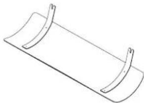 Simple line drawing of a rectangular object with two curved extensions on top (no text or symbols)