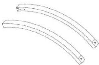 Three curved, elongated lines with square end markers, resembling a simple arc or tube (no text or symbols)
