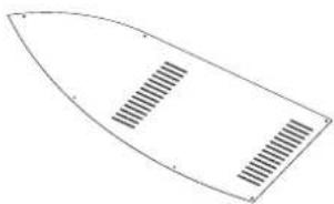 Simple line drawing of a boat hull with side grilles (no text or symbols)