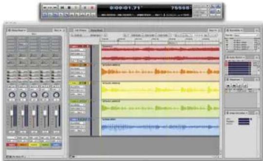 Screenshot of a audio editing software interface showing audio waveform and playback controls with timecode display