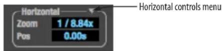 Horizontal Zoom 1 / 8.84x Pos 0.00s Horizontal controls menu