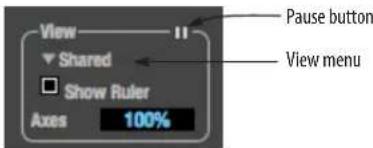View Shared Show Ruler Axes 100% Pause button View menu