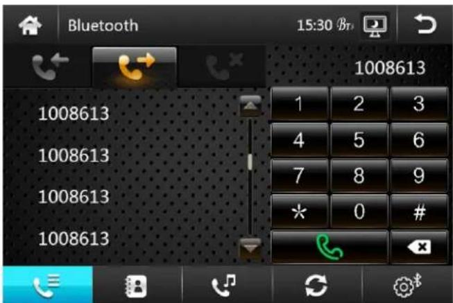 Bluetooth 15:30 BT 1008613 1008613 1008613 1008613 1008613 1 2 3 4 5 6 7 8 9 * 0 #