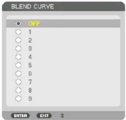 BLEND CURVE OFF 1 2 3 4 5 6 7 8 9 ENTER EXIT