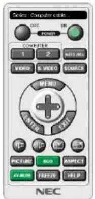 Series Computer cable OFF OR POWER COMPUTER 1 2 INFO. VIDEO S VIDEO SOURCE MENU ENTER EXIT PICTURE SCO ASPECT AVENIZE FREEZE HELP NEC
