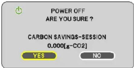 POWER OFF ARE YOU SURE ? CARBON SAVINGS-SESSION 0.000[g-CO2] YES NO