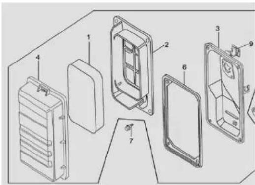 Technical diagram of a multi-case electrical enclosure with numbered components for identification