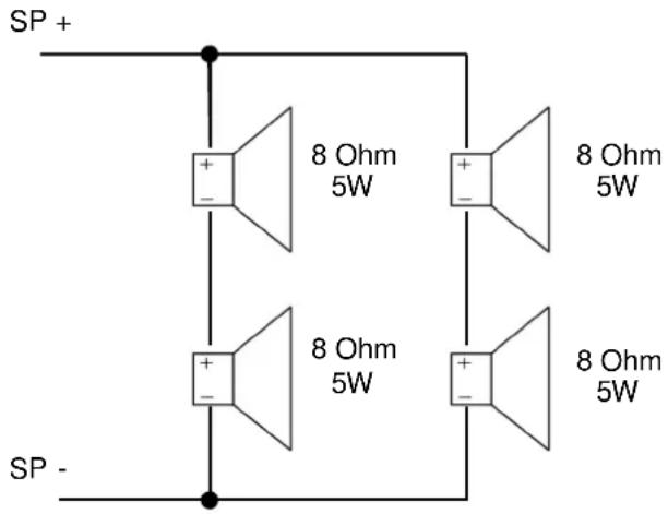 SP + 8 Ohm 5W 8 Ohm 5W 8 Ohm 5W 8 Ohm 5W SP -