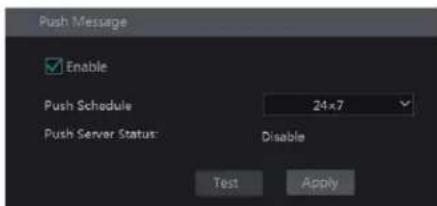Push Message Enable Push Schedule 24×7 Push Server Status: Disable Test Apply