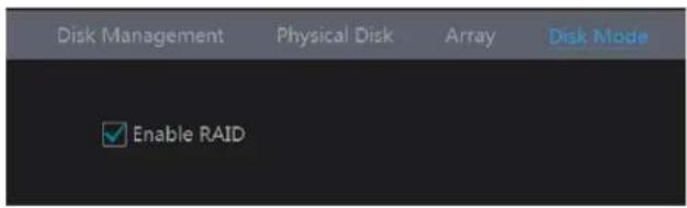 Disk Management Physical Disk Array Disk Mode Enable RAID