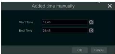 Added time manually Start Time 19:48 End Time 28:48 OK Cancel