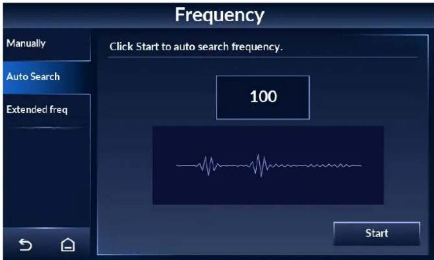 Frequency Click Start to auto search frequency. 100 Start