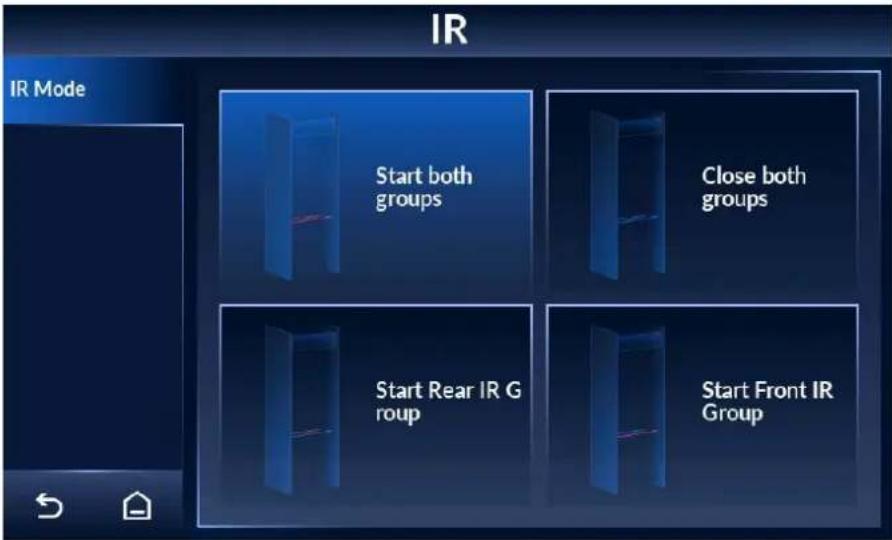 IR IR Mode Start both groups Close both groups Start Rear IR G roup Start Front IR Group