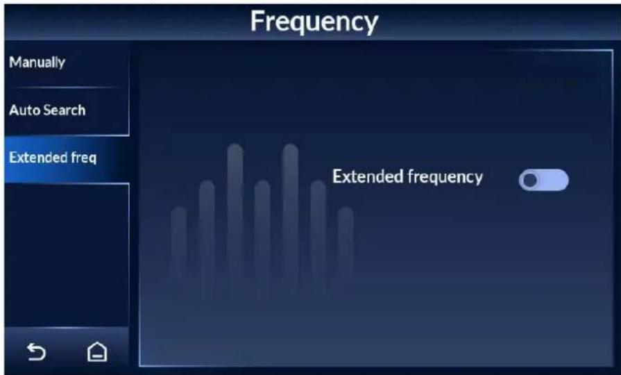 Frequency Manually Auto Search Extended freq Extended frequency