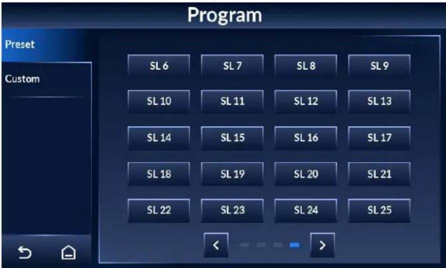 Screenshot of a legacy computer program interface showing custom controls and SL status buttons
